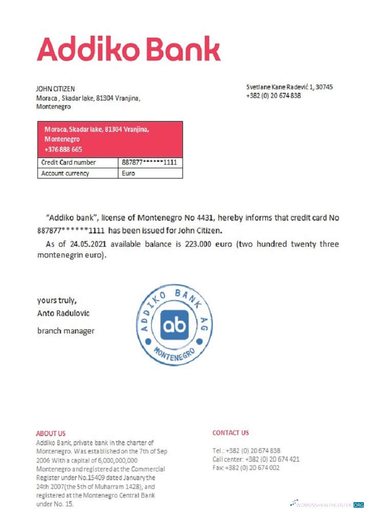 Download Montenegro Addiko bank reference Photoshop template